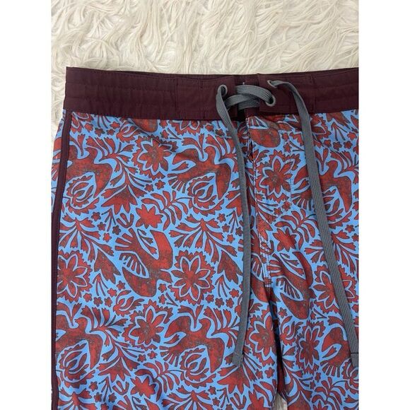 prAna Size 28 Rust Flora Fauna 8” Vintage Swim Boardshort Swimming Trunks Q3-9 - Picture 10 of 12